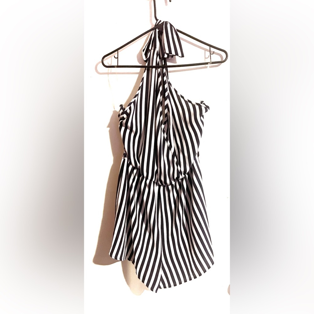 Navy Blue and White Romper.